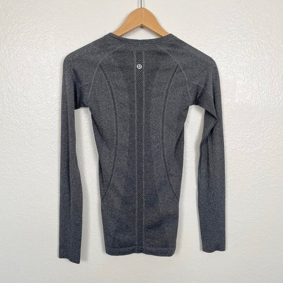 Lululemon Swiftly Tech Long Sleeve Crew Shirt Heathered Black Gray Hip Length 2 - Picture 8 of 16